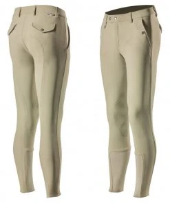 Horze Men's Grand Prix Knee Patch Breeches, Silicone Grip, 36262 -Outlet Horze Store 1536173