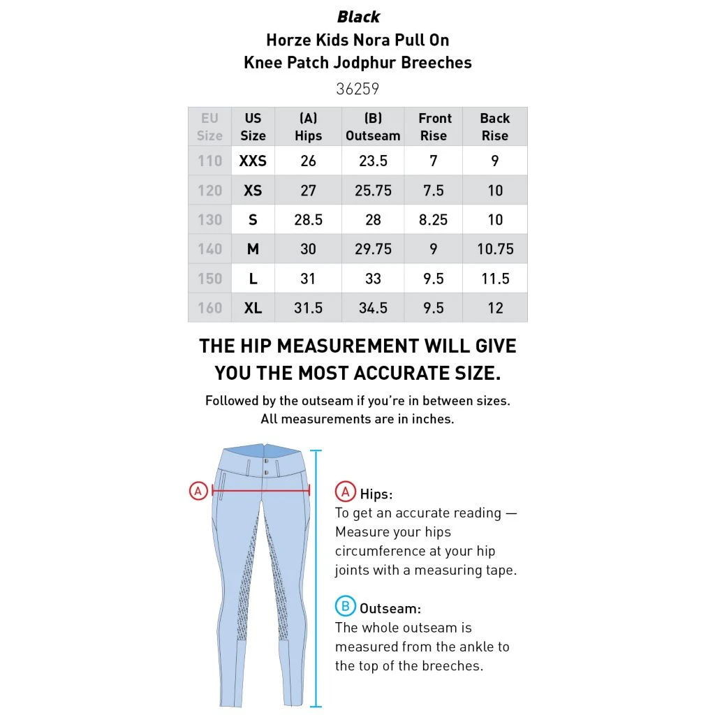 New! Horze Unisex Kid's Nora Knee Patch Jodhpur Breeches, Pull On, 36259 6 New! Horze Unisex Kid's Nora Knee Patch Jodhpur Breeches, Pull On, 36259 - Image 4