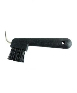 New! Horze Hoof Pick with Brush, Black, 26200