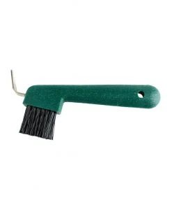 New! Horze Hoof Pick with Brush, Green, 26200