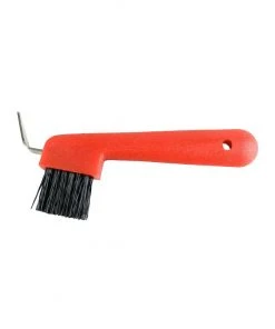 New! Horze Hoof Pick with Brush, Red, 26200